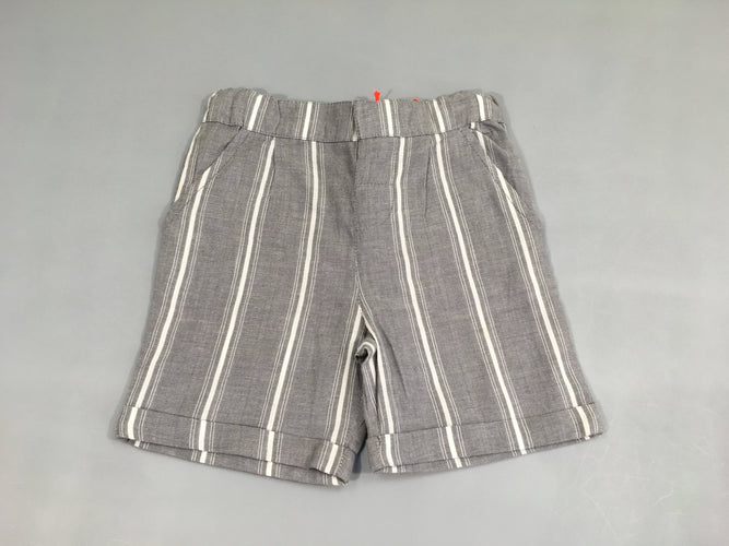 Bermuda chino léger gris ligné blanc revers, moins cher chez Petit Kiwi