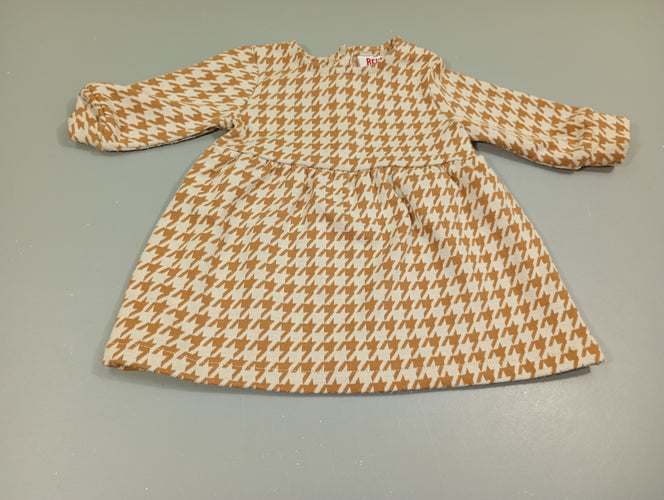 Robe m.l écrue  pied de poule jaune moutarde, moins cher chez Petit Kiwi