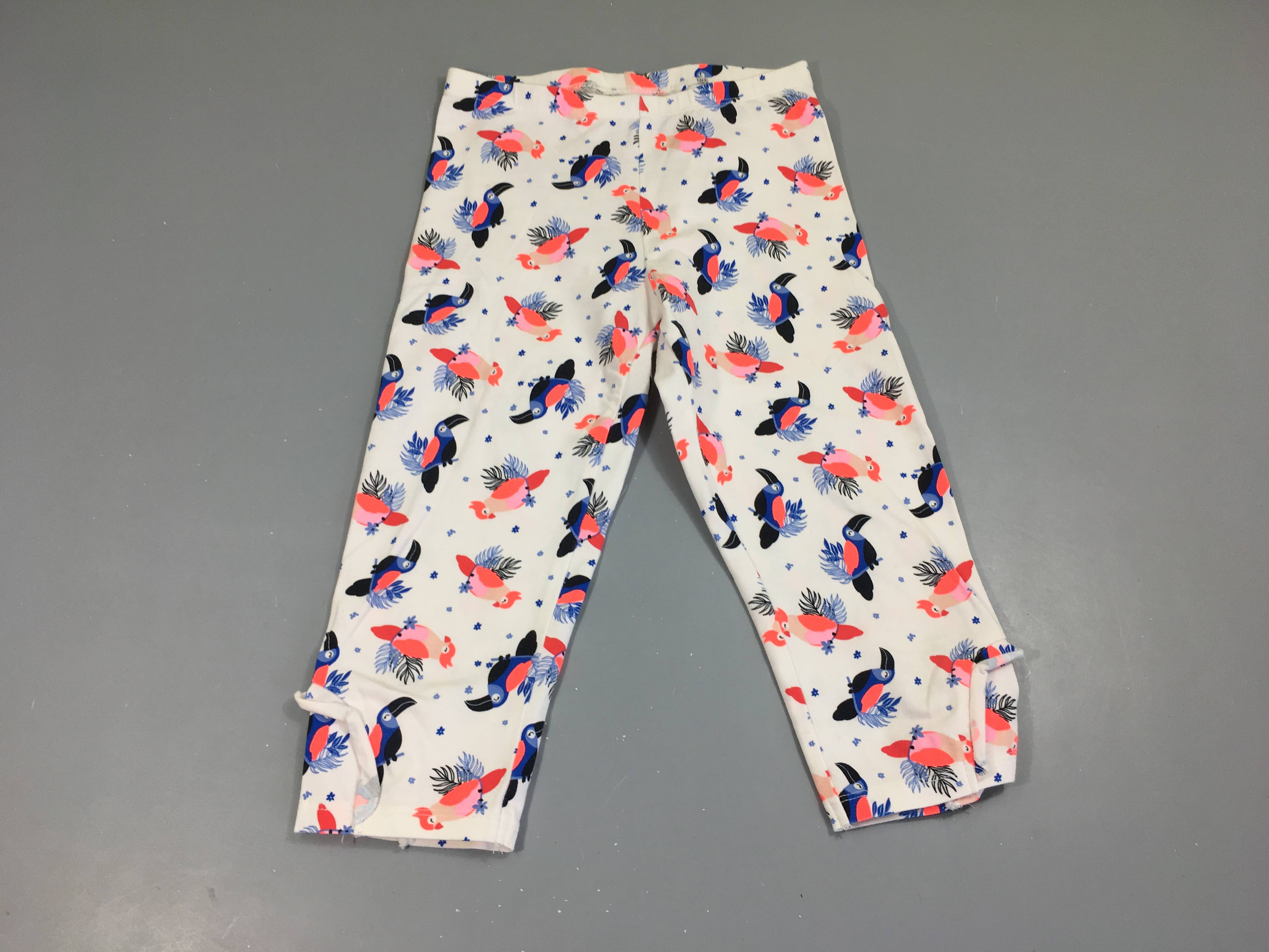 Legging 3/4 blanc perroquet