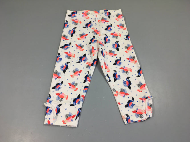 Legging 3/4 blanc perroquet, moins cher chez Petit Kiwi