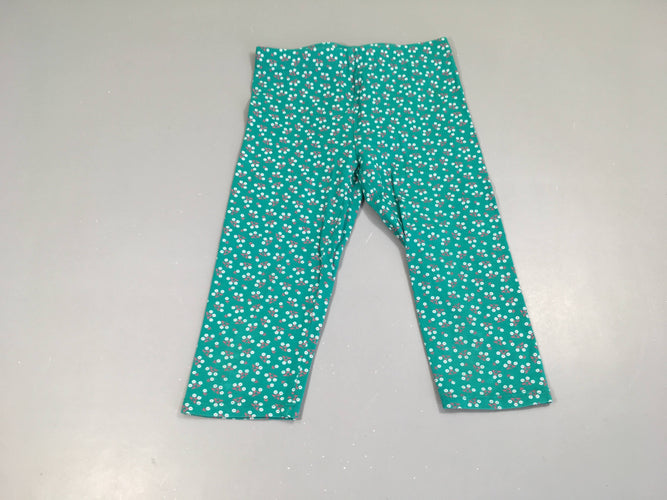 Legging 3/4 vert fleuri, moins cher chez Petit Kiwi