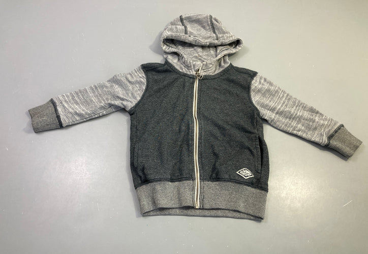 Sweat zippé capuche gris bicolore, moins cher chez Petit Kiwi