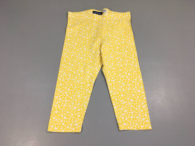 Legging 3/4 jaune fleuri blanc, moins cher chez Petit Kiwi
