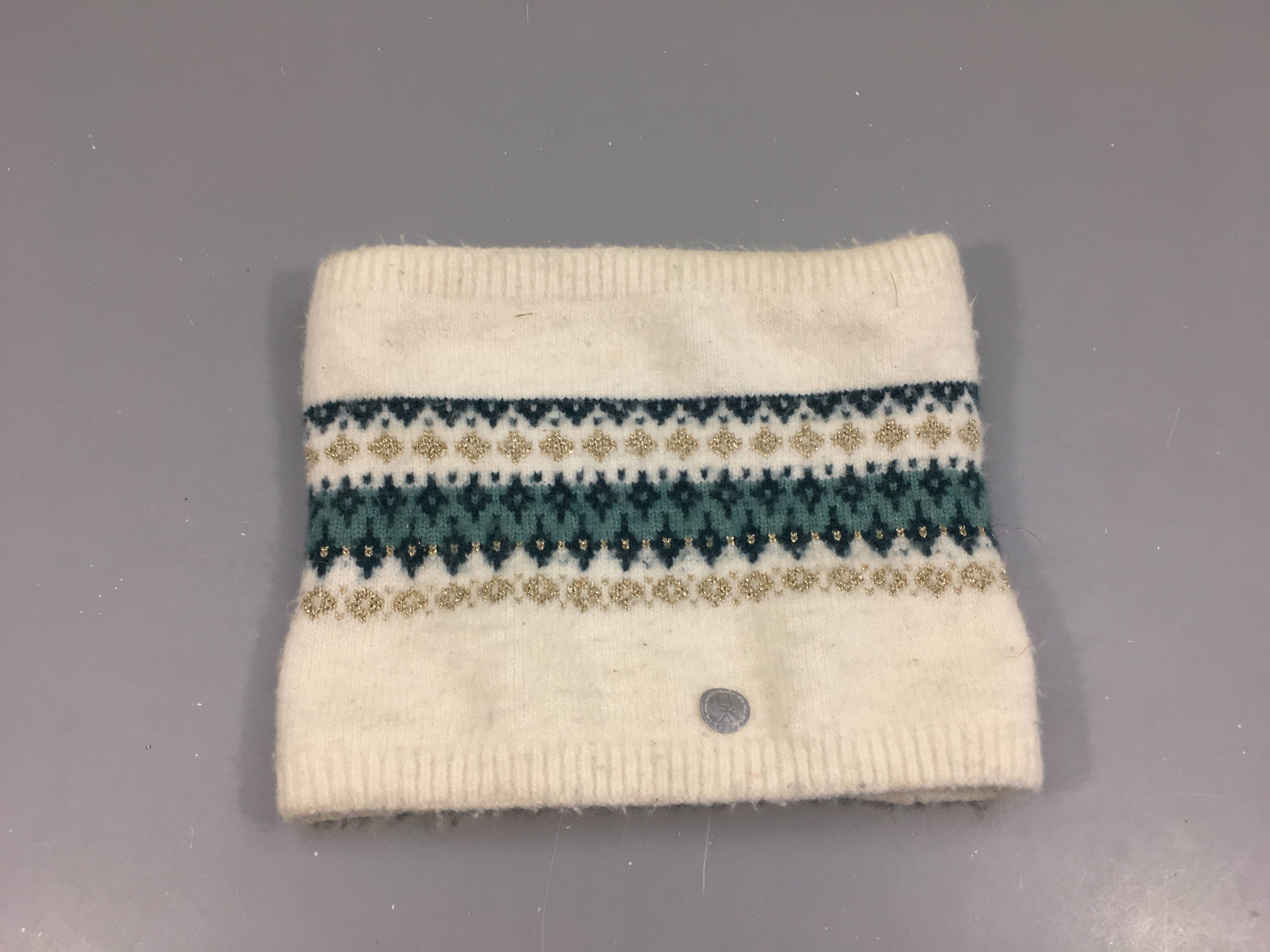 Tour de cou doublé polar motifs hiver bleu-doré