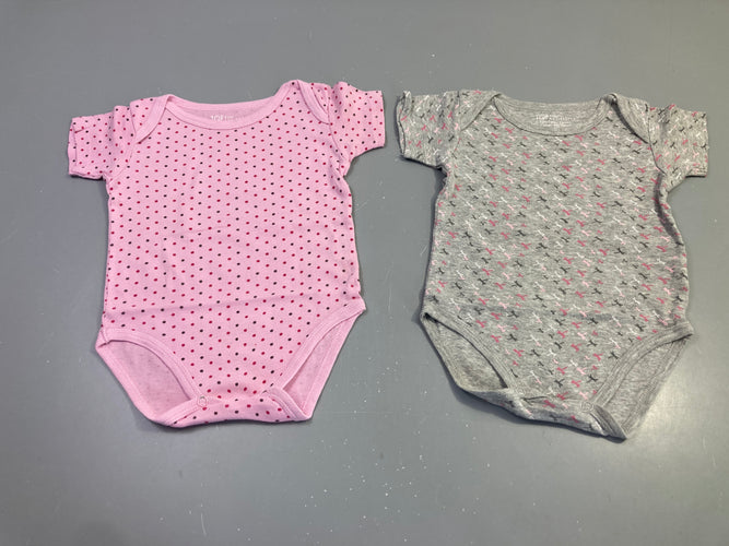 Lot 2 bodies m.c rose pois et gris nœuds, moins cher chez Petit Kiwi