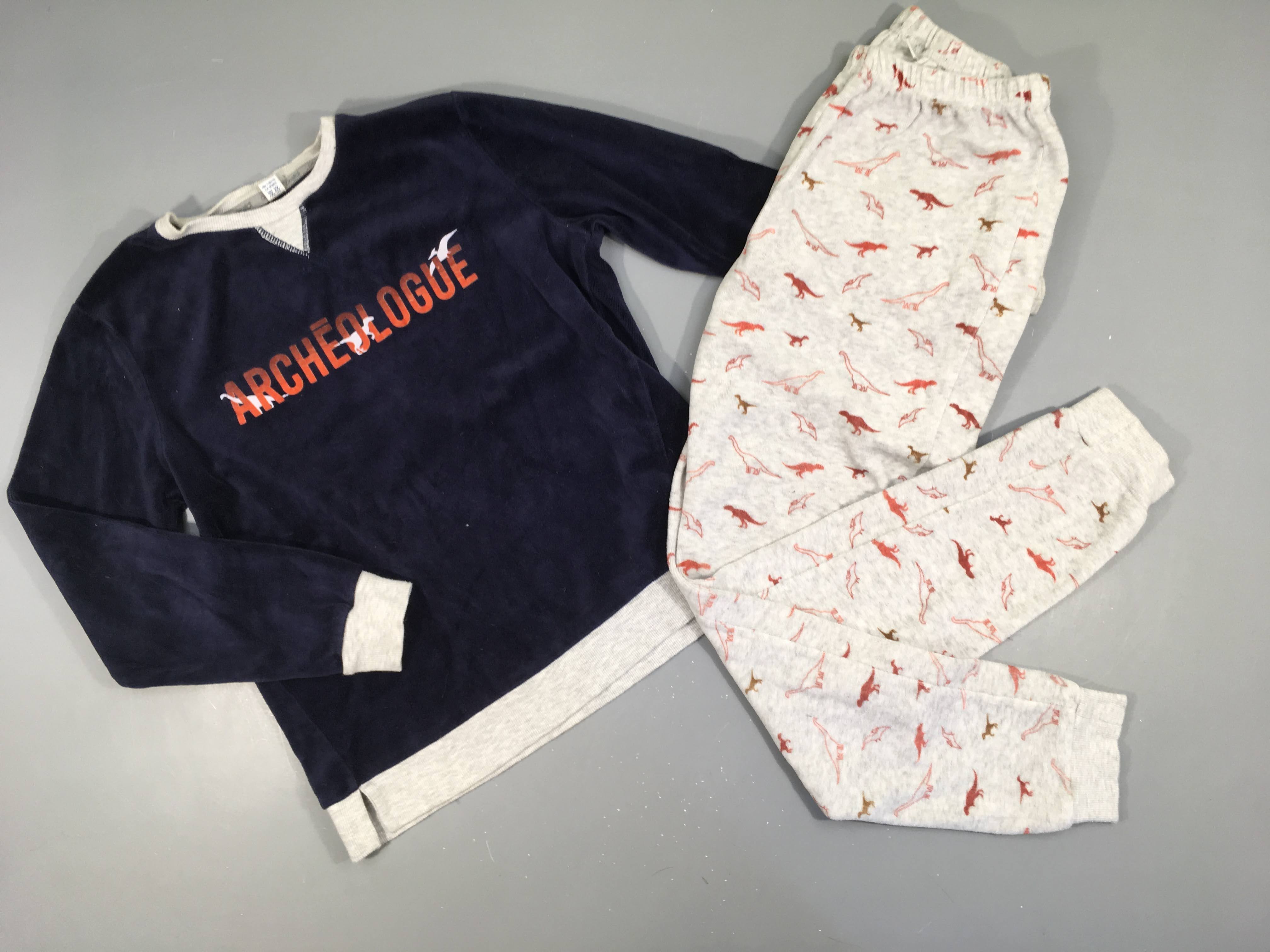 Pyjama 2pcs velours bleu-gris Archéologue