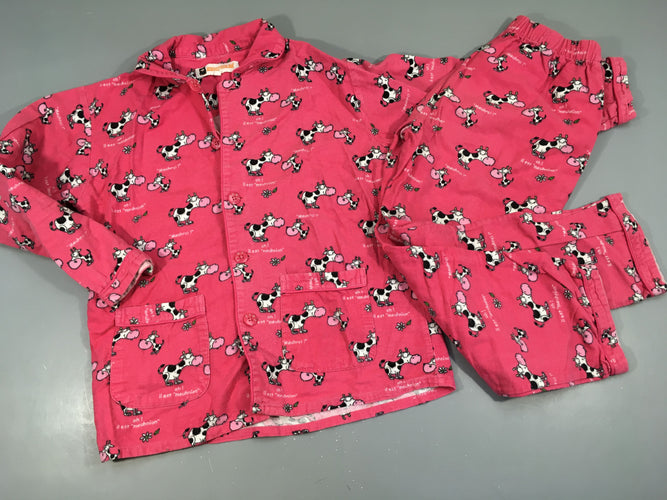 Pyjama 2 pcs flanelle rose Vaches boloches, moins cher chez Petit Kiwi