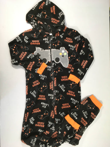 Surpyjama velours noir Gamer-Bouloches sur les bords, moins cher chez Petit Kiwi