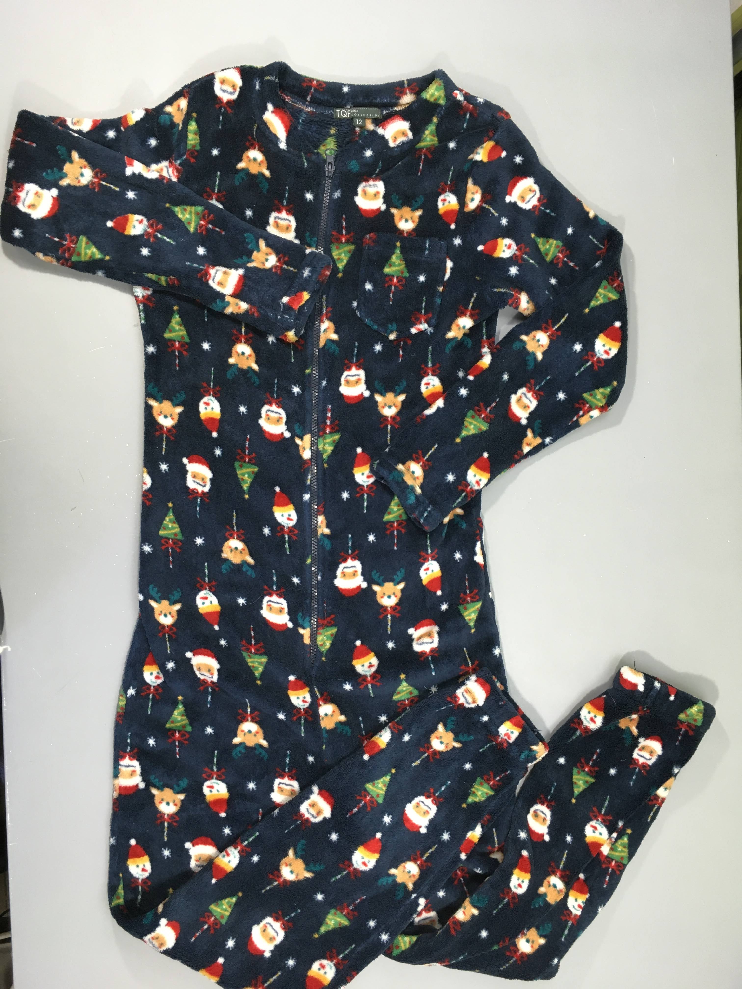 Surpyjama velours bleu foncé sapin noel