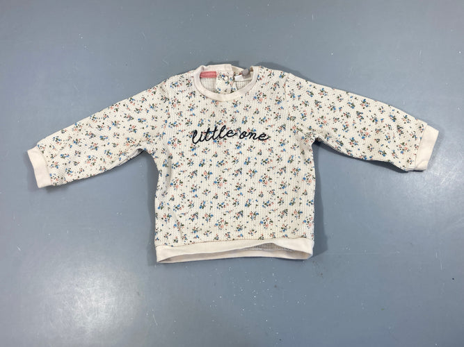 Sweat texturé blanc fleurs Little one, moins cher chez Petit Kiwi