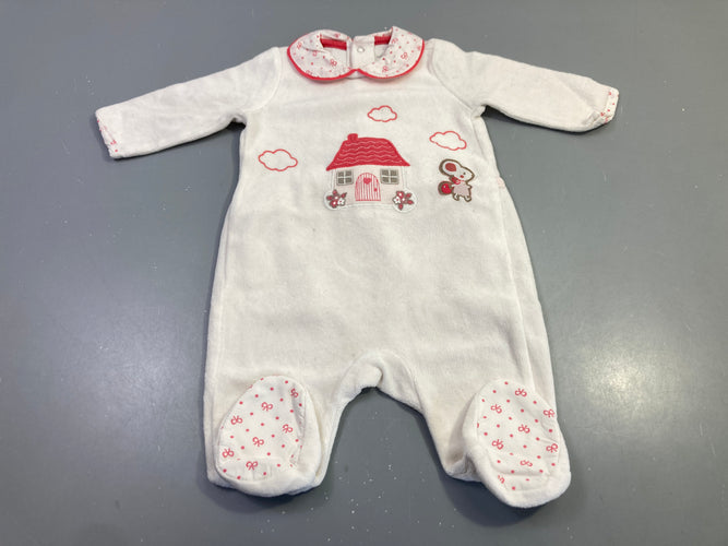 Pyjama velours blanc maison souris, moins cher chez Petit Kiwi