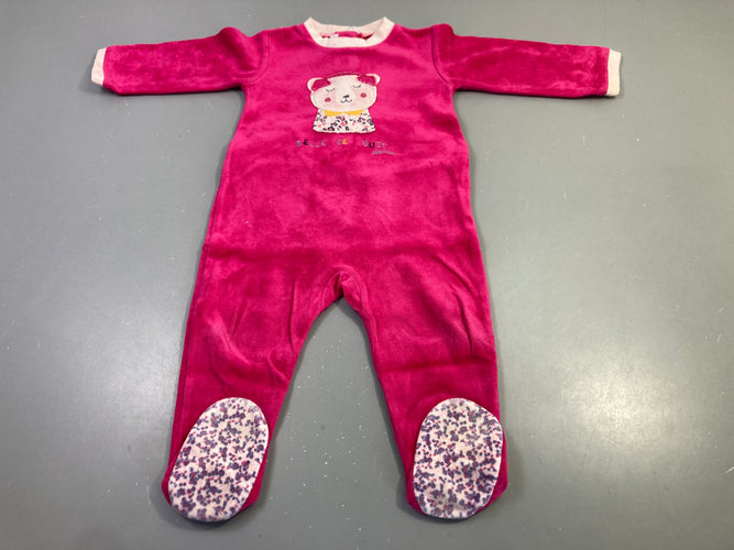 Pyjama velours fuchsia ourse Belle de Nuit, moins cher chez Petit Kiwi