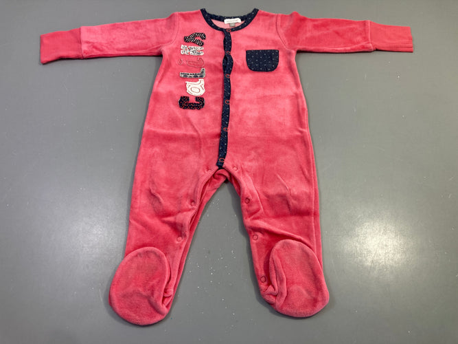 Pyjama velours corail poche jean Calin, moins cher chez Petit Kiwi