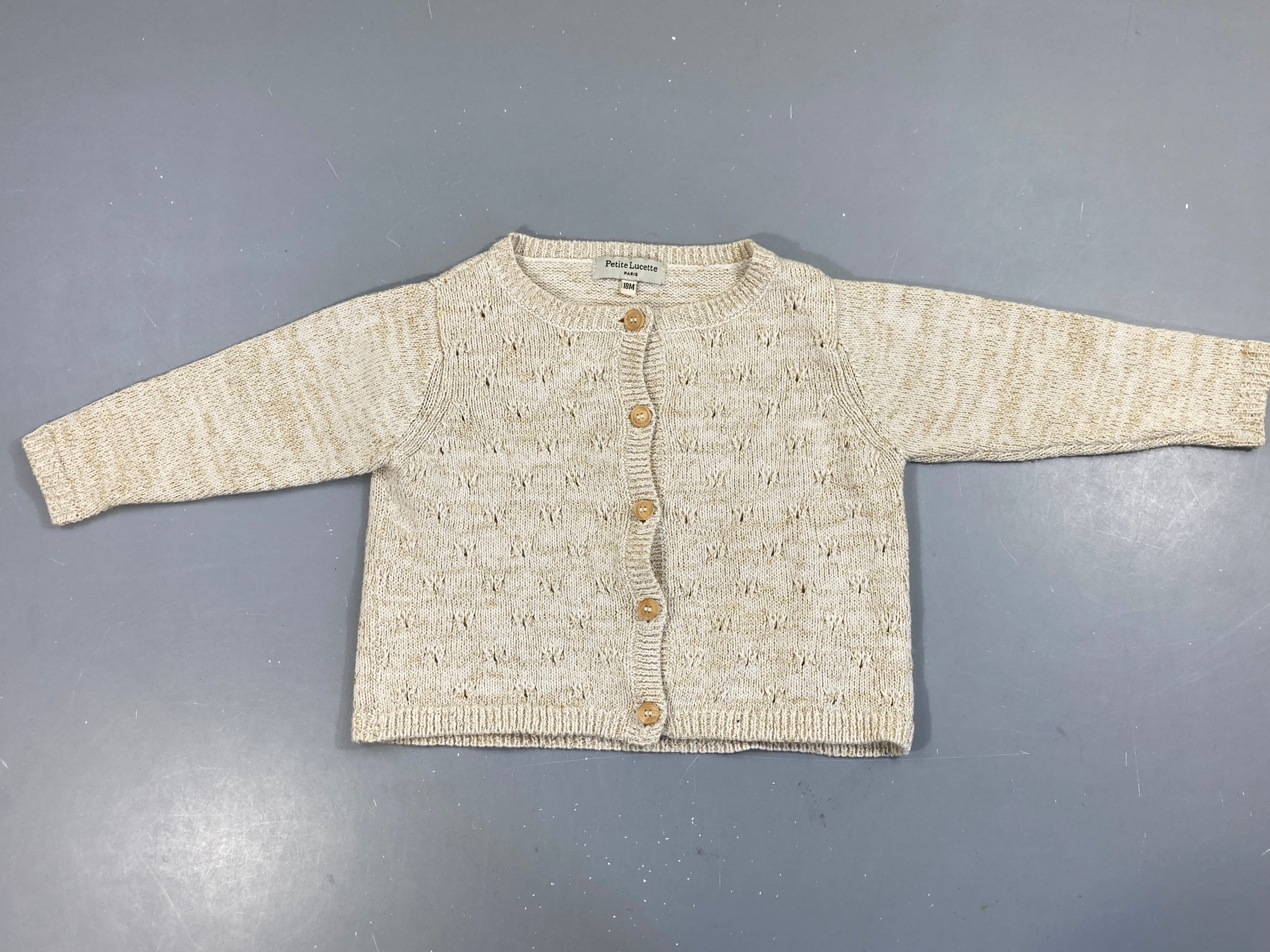 Gilet beige irisé, 20% laine, Petit Lucette