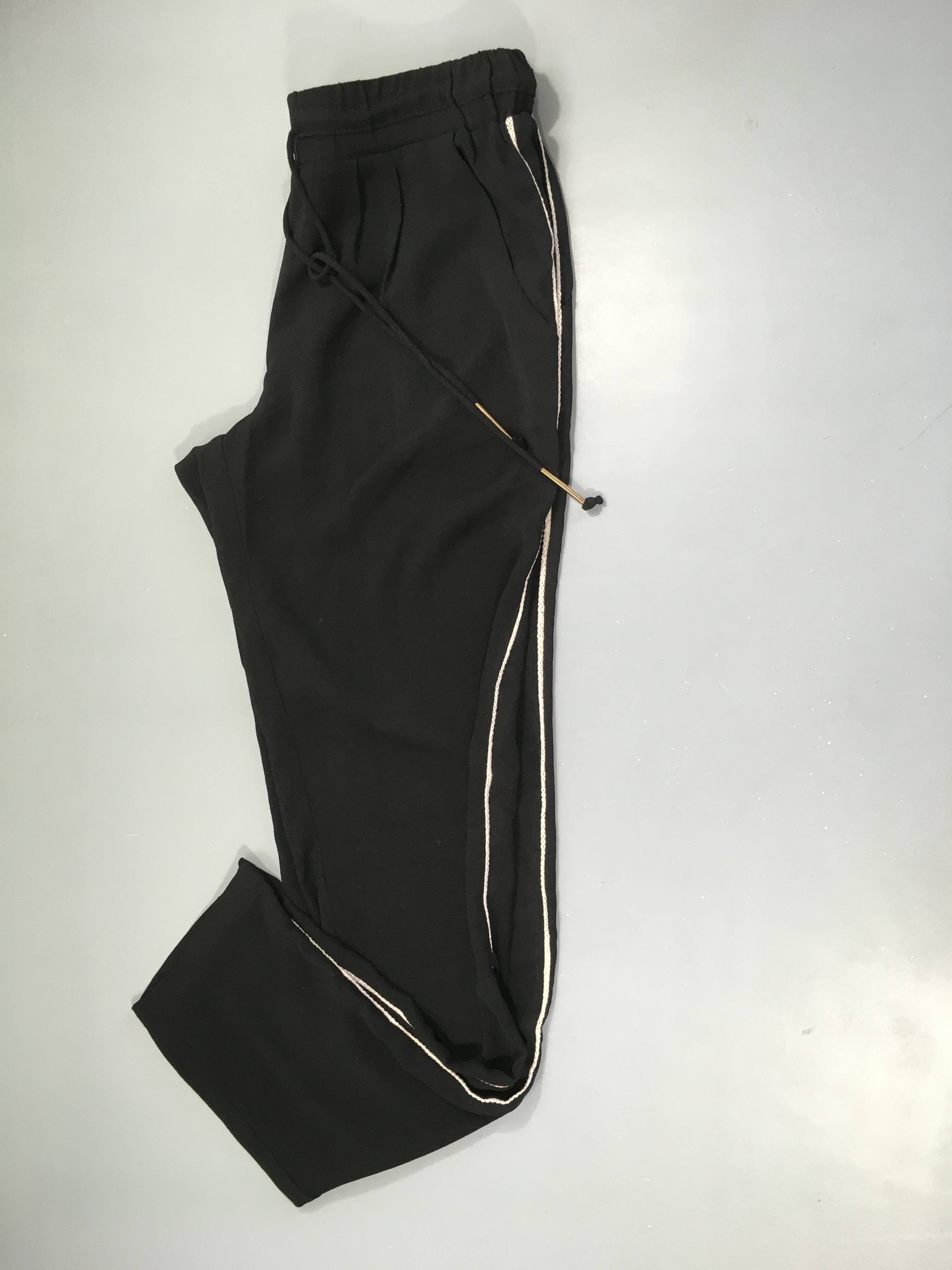 Pantalon fluide noir bandes lat