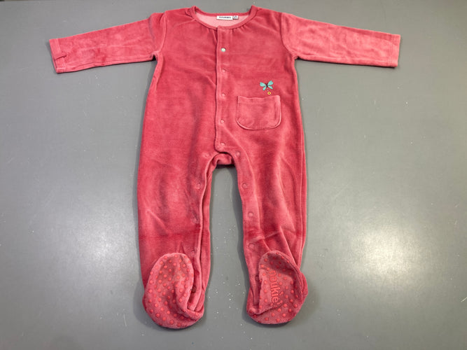 Pyjama velours corail poche papillon, moins cher chez Petit Kiwi