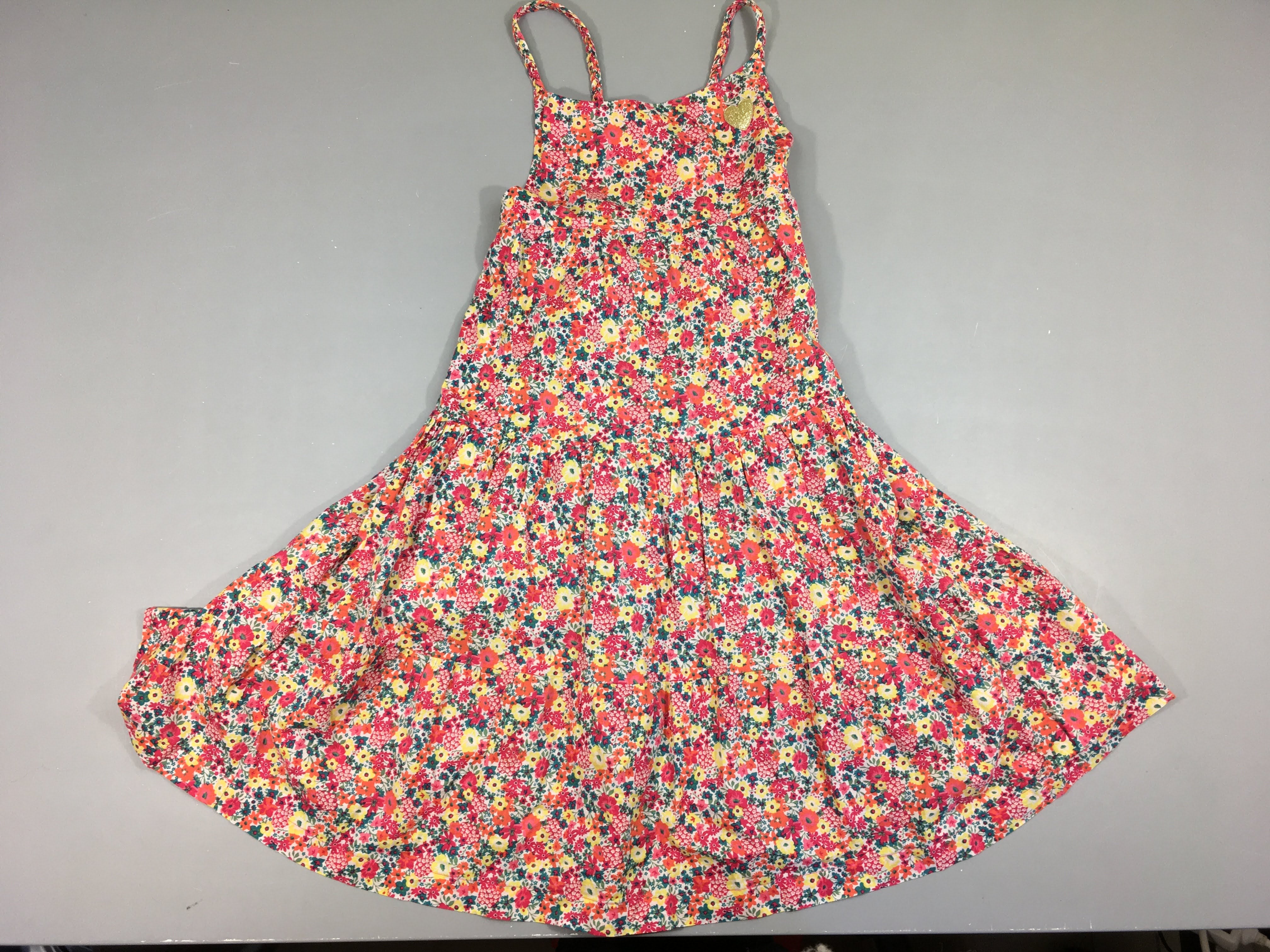 Robe s.m blanche fleurie rose Coeur doré