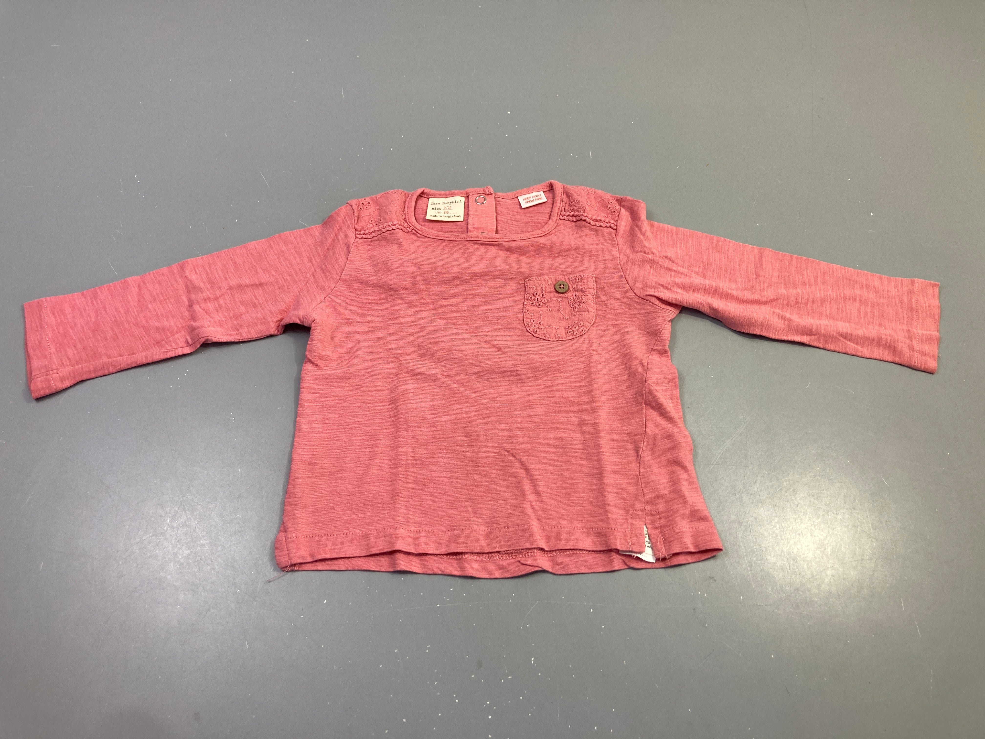 T-shirt m.l rose poche brodée