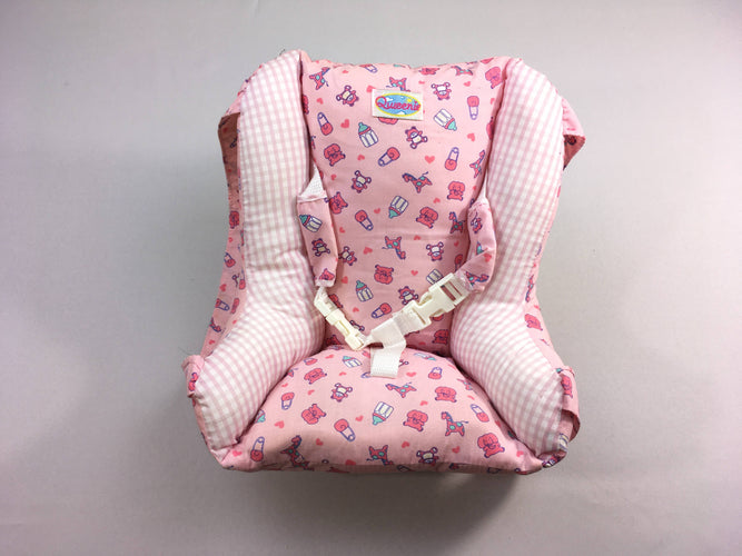 2 en1-Réducteur de chaise haute/Porte bébé dorsal rose pour poupée-Queenie, moins cher chez Petit Kiwi