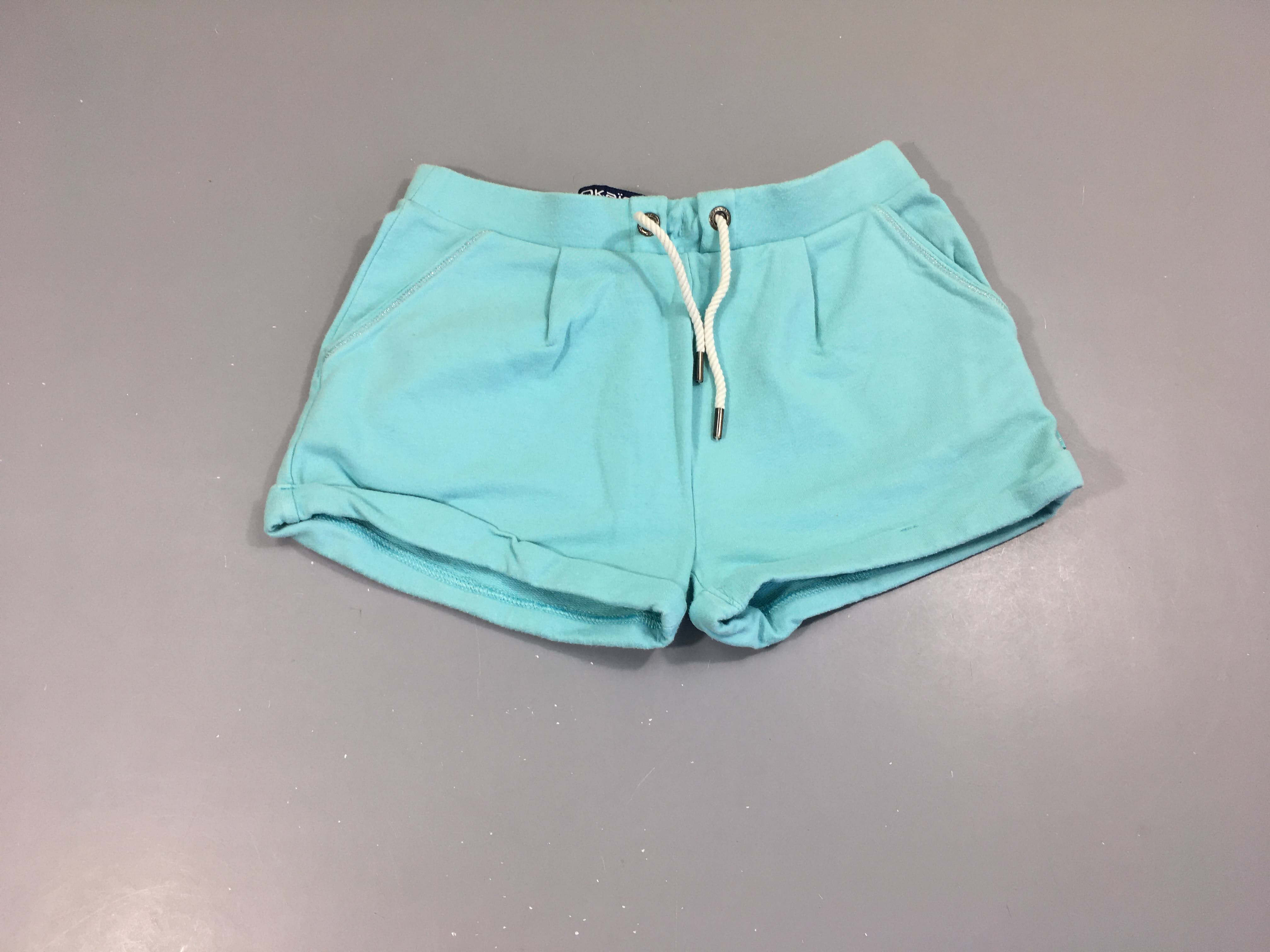 Short bleu clair molleton chino turquoise à revers bouloché