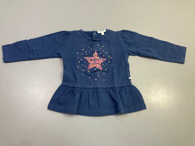 T-shirt m.l bleu marine étoile pois colorés, moins cher chez Petit Kiwi
