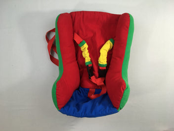2 en1-Réducteur de chaise haute/Porte bébé dorsal rouge-bleu-vert-jaune pour poupée