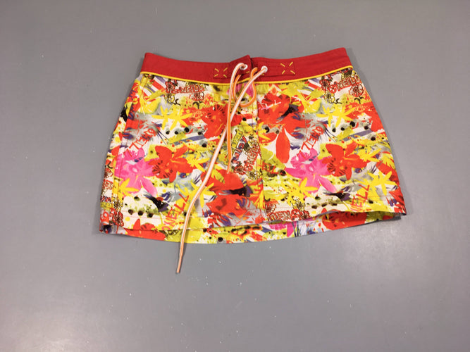 Jupe de plage fleuri orange-jaune, moins cher chez Petit Kiwi