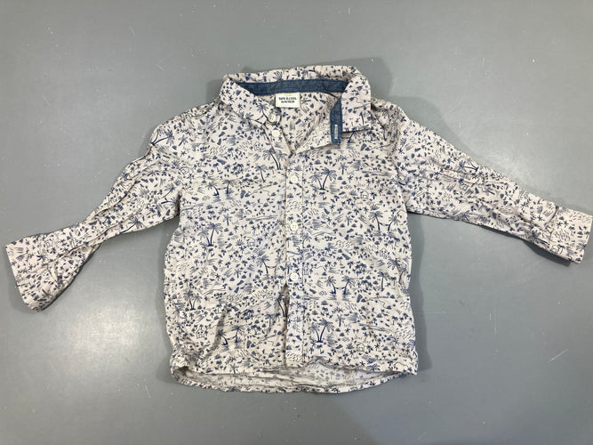 Chemise m.l blanche palmiers, moins cher chez Petit Kiwi