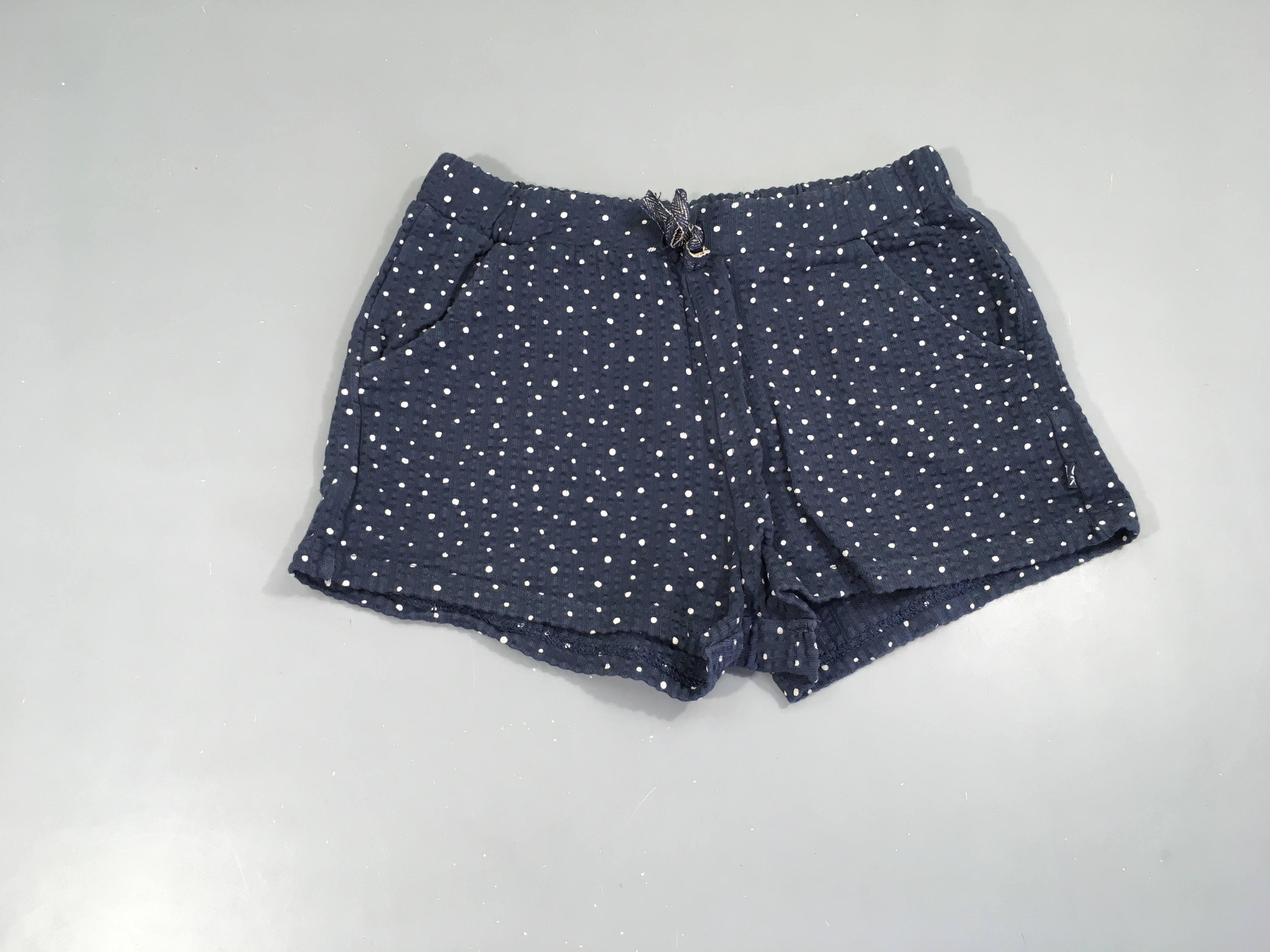 Short texturé bleu pois blanc