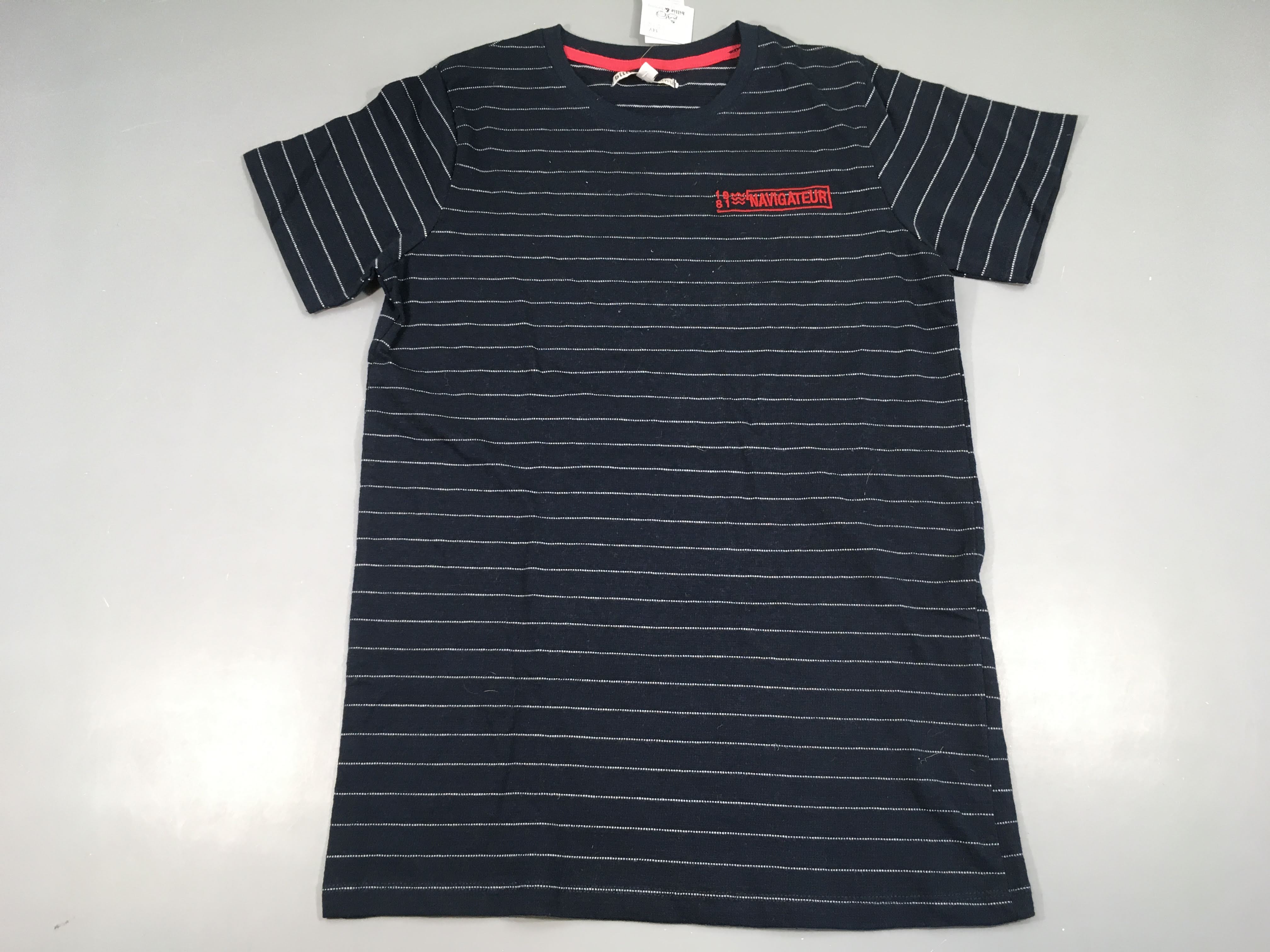 Neuf-T-shirt m.c bleu rayé blanc Navigateur