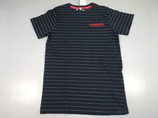 Neuf-T-shirt m.c bleu rayé blanc Navigateur, moins cher chez Petit Kiwi