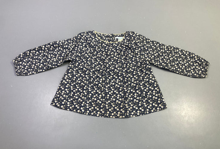 Blouse m.l bleu marine motif baies, moins cher chez Petit Kiwi