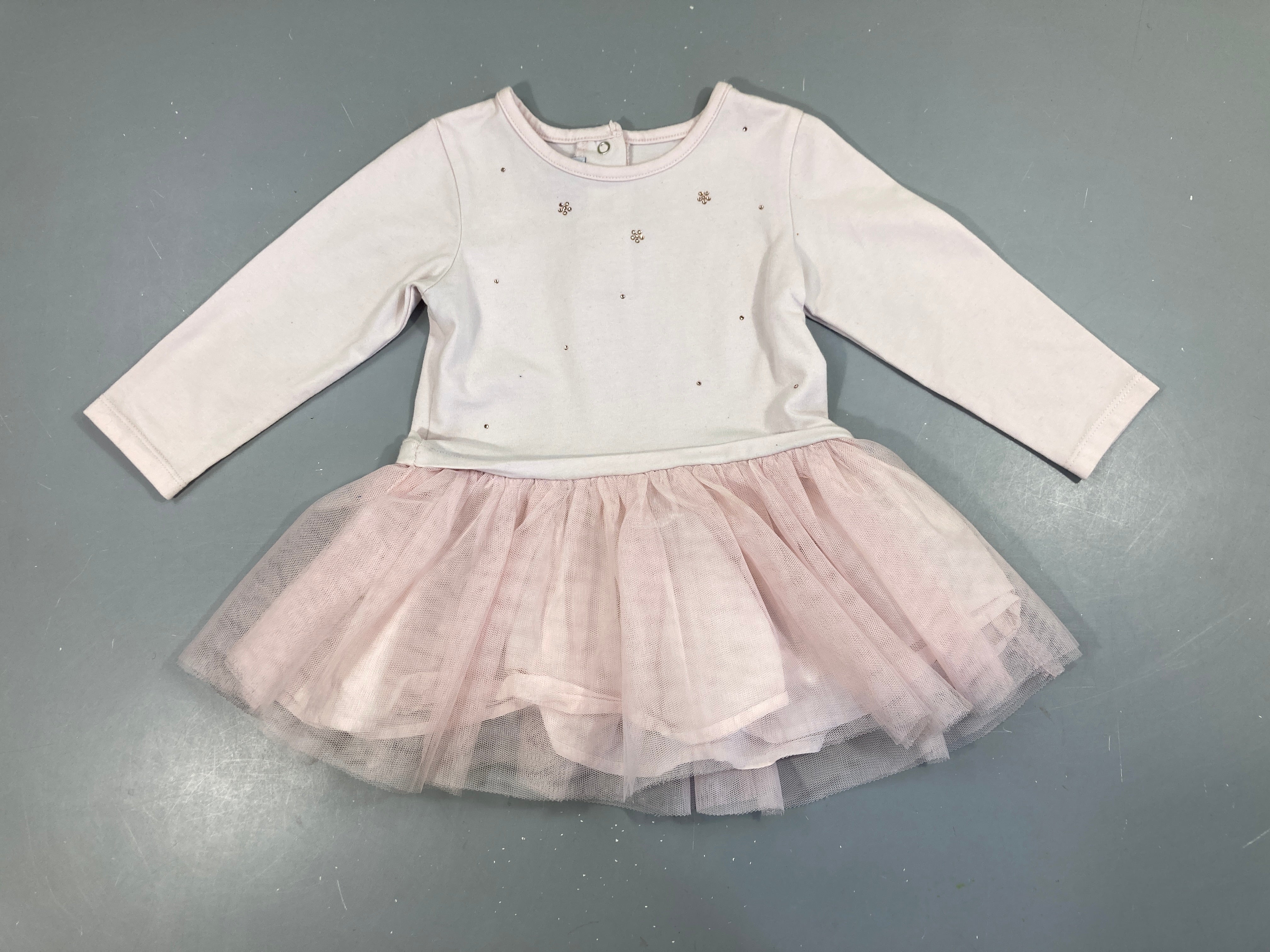 Robe m.l molleton tulle rose strass
