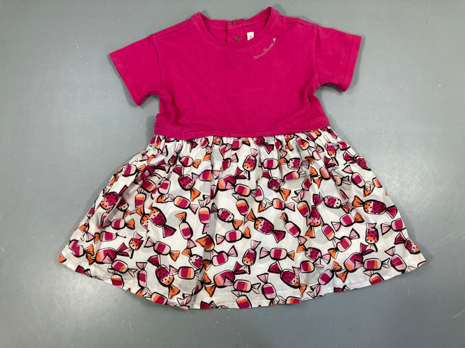 Robe m.c molleton rose bas coton blanc bonbons, moins cher chez Petit Kiwi