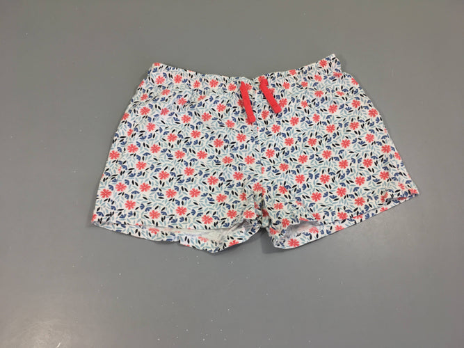 Short blanc fleuri bleu-rose, moins cher chez Petit Kiwi