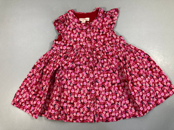 Robe m.c rouge fleurs roses, moins cher chez Petit Kiwi