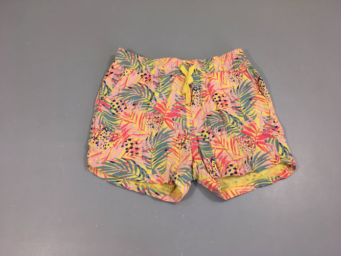 Short jaune feuillage vert rose, moins cher chez Petit Kiwi