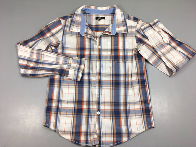 Chemise m.l à carreaux blanc bleu orange, moins cher chez Petit Kiwi