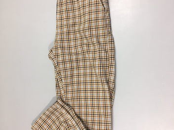 Pantalon à carreaux taupe-brun taille élastique