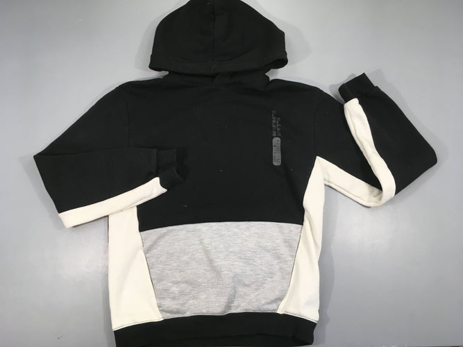 Sweat à capuche noir-blanc-gris, moins cher chez Petit Kiwi