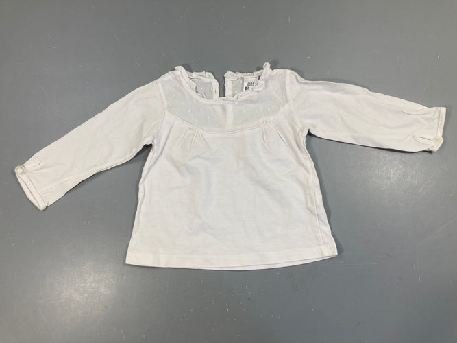 T-shirt m.l blanc buste coton plumetis, moins cher chez Petit Kiwi