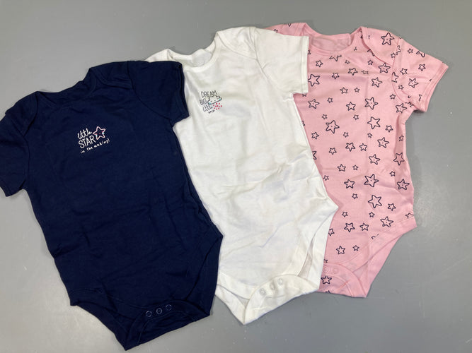 3 bodies m.c bleu marine/rose/blanc Star, moins cher chez Petit Kiwi