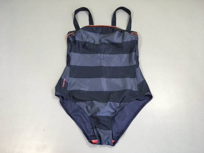 Maillot bleu rayé bord corail Tribord, moins cher chez Petit Kiwi