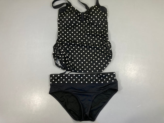 Tankini de grossesse noir pois blanc, moins cher chez Petit Kiwi