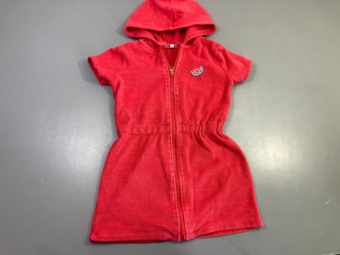 Robe m.c zippée éponge rose zippée capuche pastèque, moins cher chez Petit Kiwi