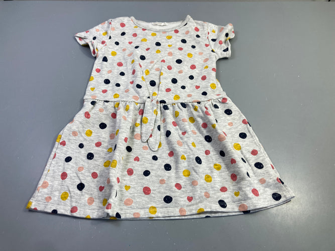 Robe sweat m.c grise pois multicolores nœud, moins cher chez Petit Kiwi