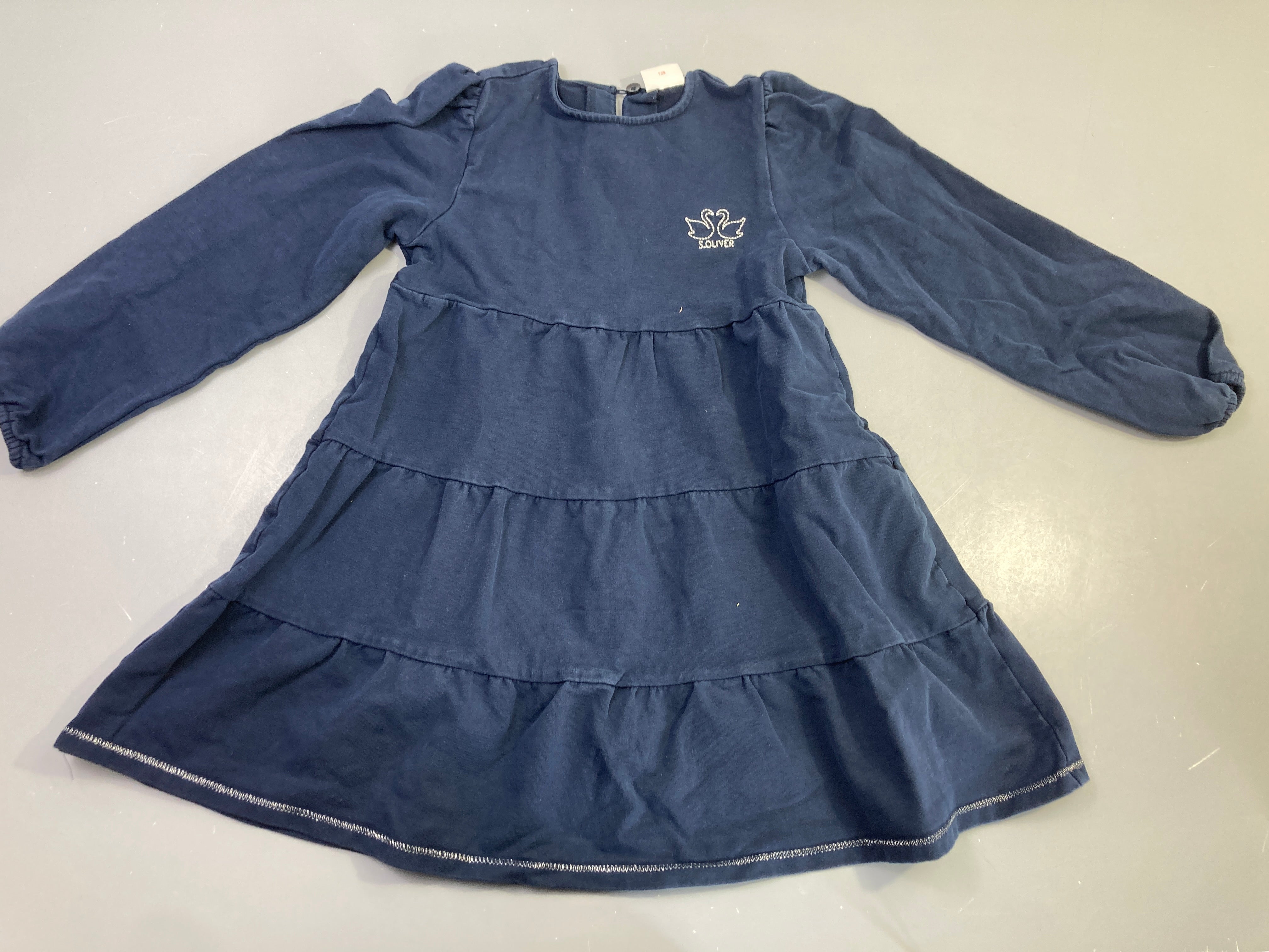 Robe m.l jersey bleu marine cygnes volants