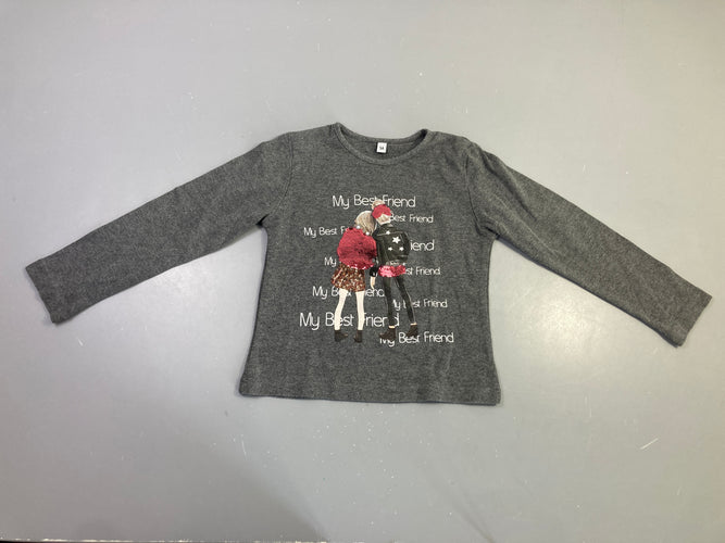 T-shirt m.l gris message My Best Friend sequins, légèrement bouloché, moins cher chez Petit Kiwi