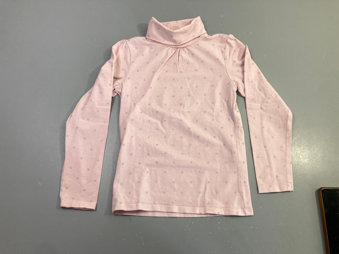 T-shirt m.l rose cœurs pailletés col roulé, moins cher chez Petit Kiwi