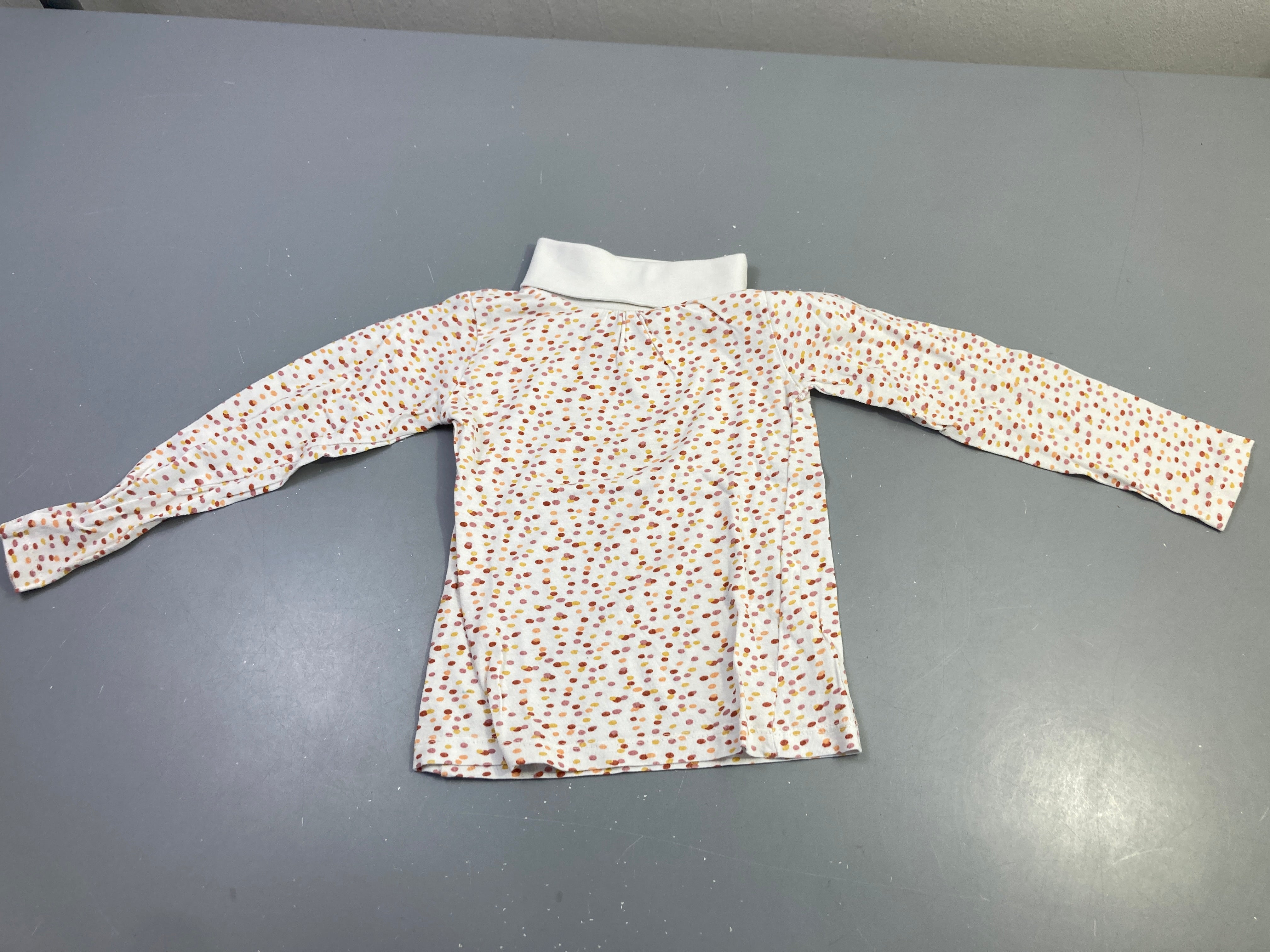 T-shirt m.l écru pois col roulé